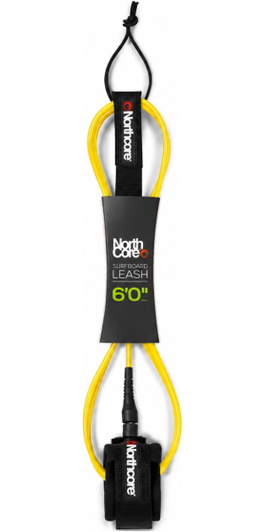 2026 Northcore 6FT Surfboard Leash NOCO54D - Yellow